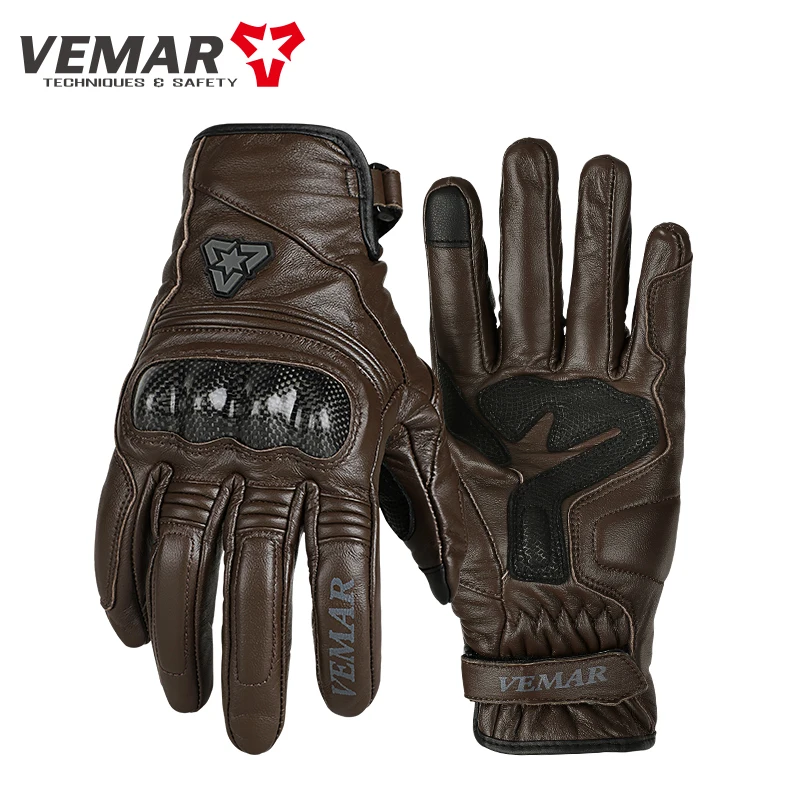 

Leather Vemar VE-302 New Motorcycle Gloves Men Women Gift Four Season Guantes Moto Biker Motocross Street Motorbike Racing Glove