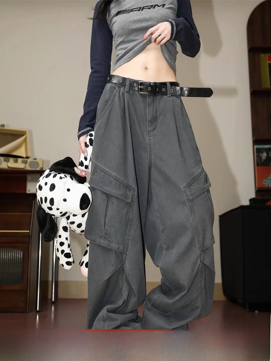 

Повседневная рабочая одежда American Sle Джинсы Свободные прямые длинные брюки для женщин Весна Осень Джинсы с низкой талией Высокая одежда Re...