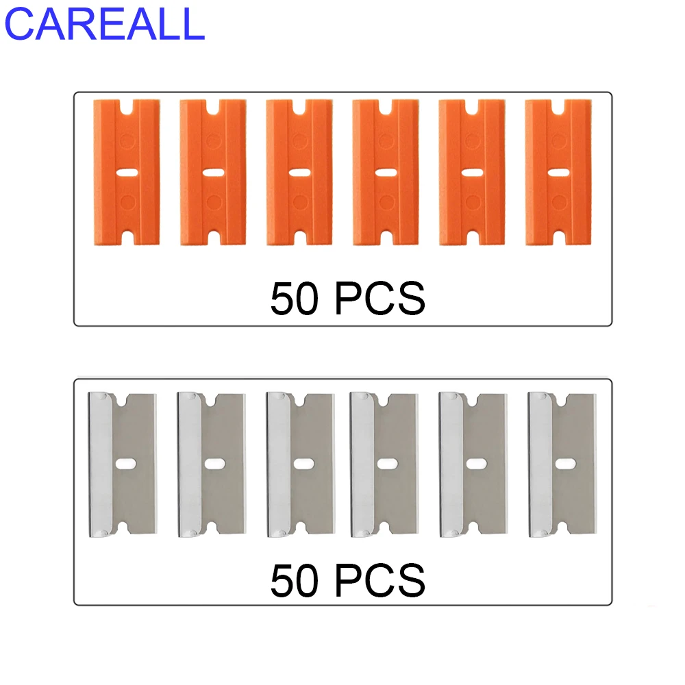 CAREALL Metal Plastic Blades Safety Razor Scraper Glue Knife Glass Cleaner Replacement Carbon Steel pp Blade Floor Cleaning Tool