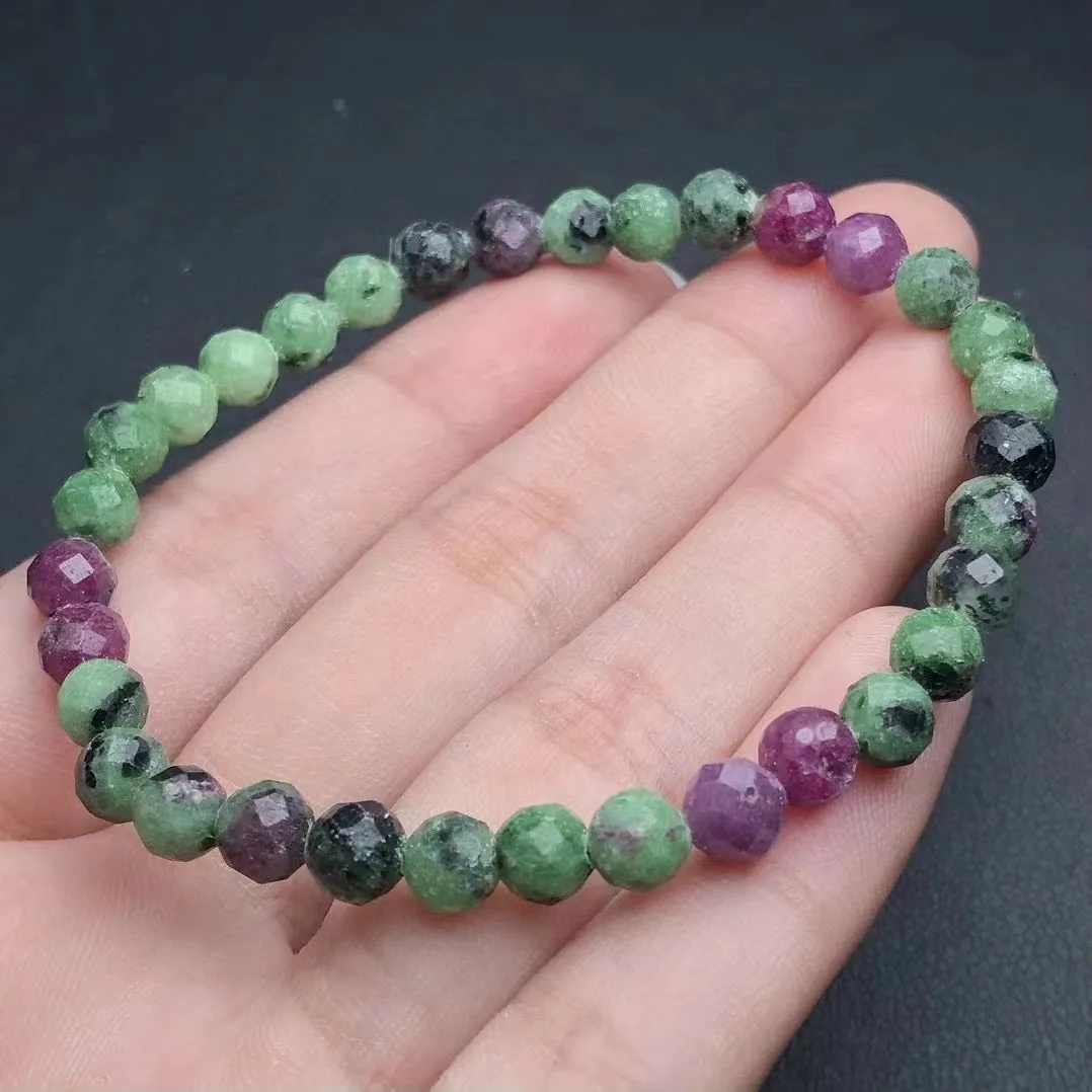 Unit One Bracelet 5mm Hot Selling Natural Ruby Zoisite Crystal Healing Faceted Bead Bracelet