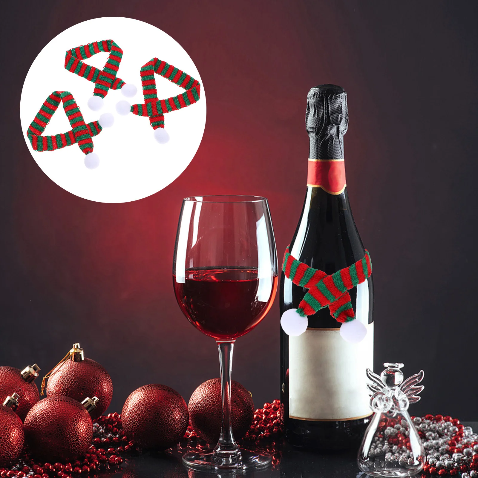 

3Pcs Mini Scarves Fabric Soft Charming Christmas Party Supplies Decorations Snowman Bottles Delicate Scarves Party Supplies