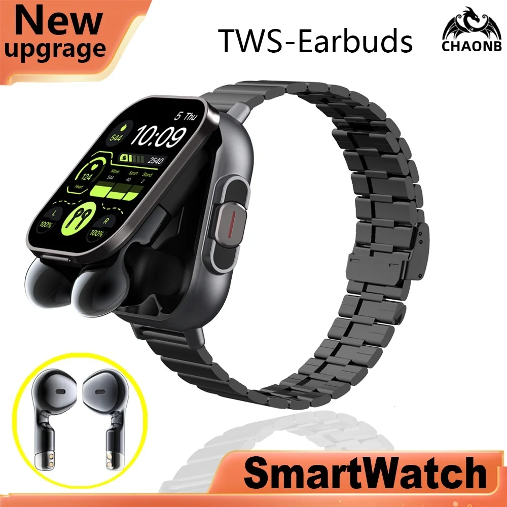 Auriculares SmartWatch TWS dos en uno inalámbrico Bluetooth auriculares duales llamada salud presión arterial calorías deporte BT música reloj inteligente