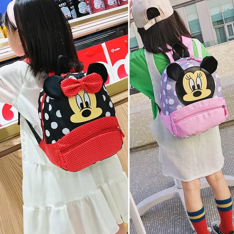 Mochila de dibujos animados de Disney para bebés, niños, niñas, Minnie, Mickey Mouse, mochila escolar encantadora para niños, Bolsa Escolar de jardín de infantes, regalo para niños