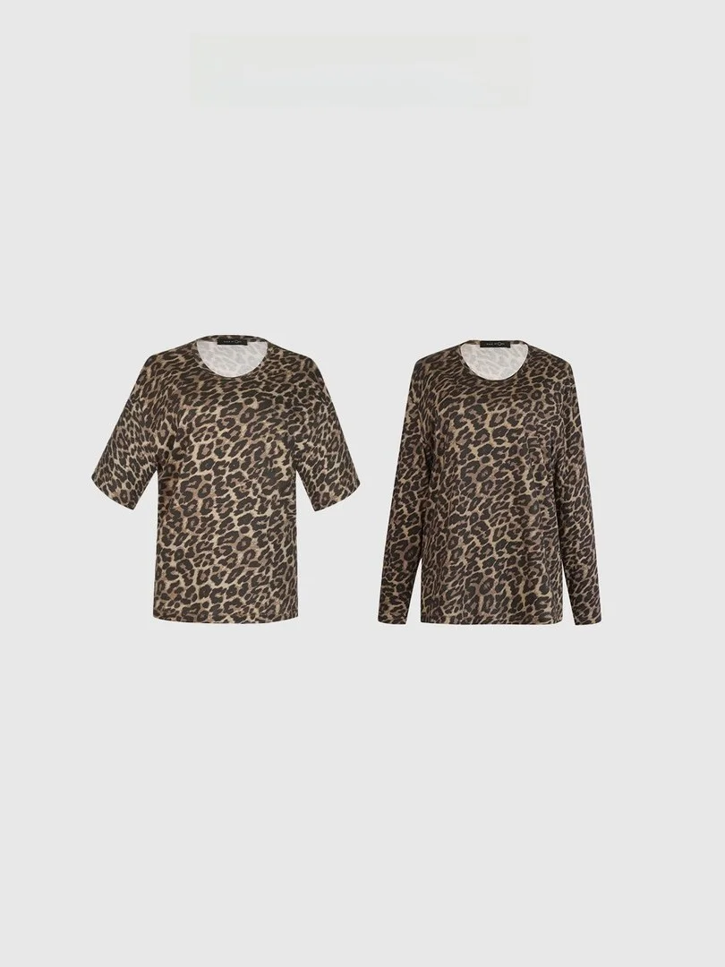 

Женская повседневная хлопковая футболка Baatone с длинными рукавами и леопардовым принтом, круглый вырез, стандартная длина BFFBA704KBA556KK