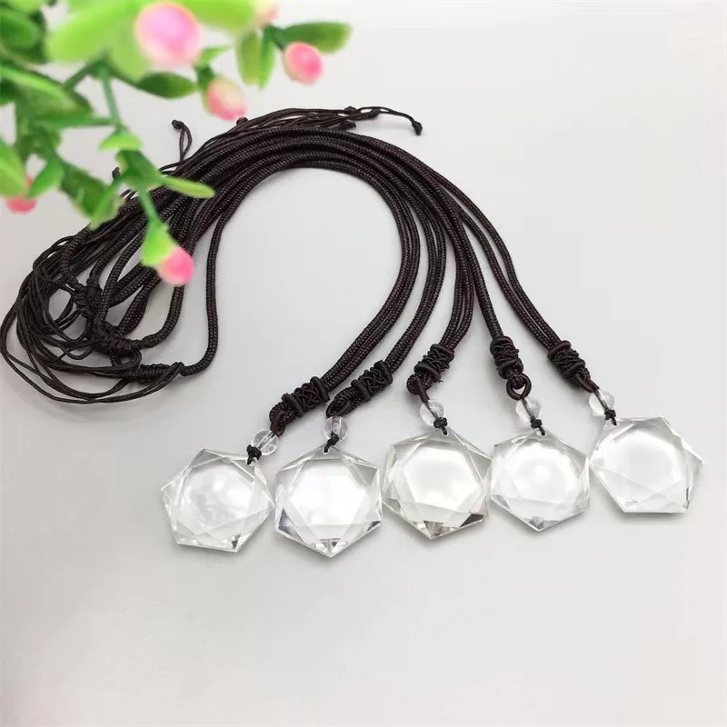 

Natural Gems White Quartz Crystal Hexagram Pendant Healing Reiki Gemstones Decoration Accessories