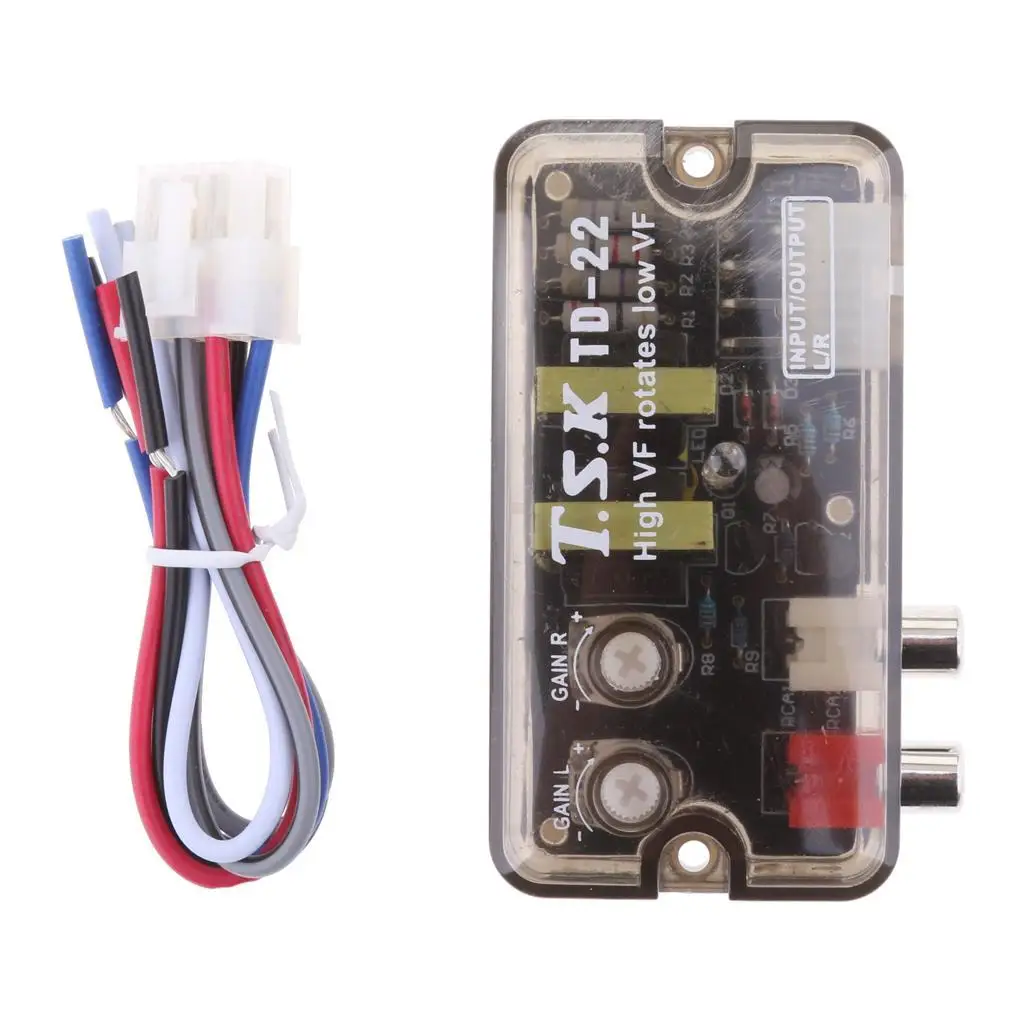 2 Channel Speaker to RCA Line Converter Adjustable Stereo Hifi Amplifier Cable for Car Sound System Subwoofer Integration