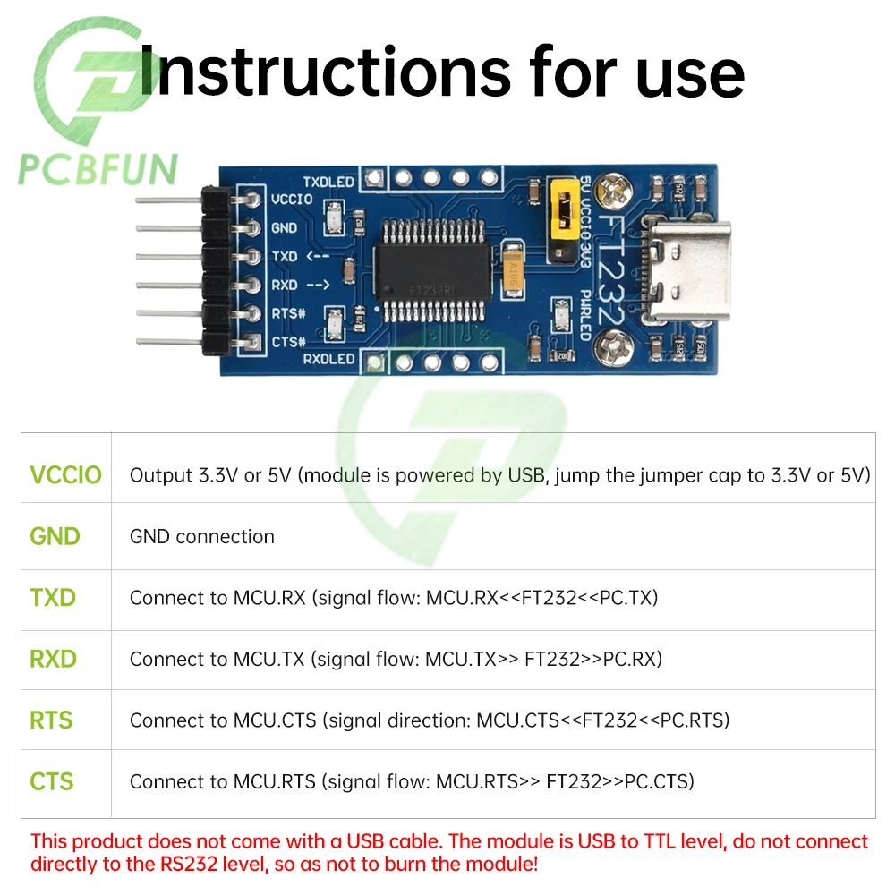 Seriële adaptermodule FT232RL FT232 FTDI USB 3,3 V 5,5 V naar TTL voor Arduino FT232 USB NAAR TTL 232 Micro USB/Mini/Type-C/Type-A USB