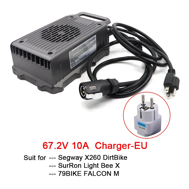 67.2V 10A Snelle Oplader voor E-Motorfiets Surron Light Bee X,Segway X260 DirtBike,79BIKE FALCON M,3pin Power Adapter