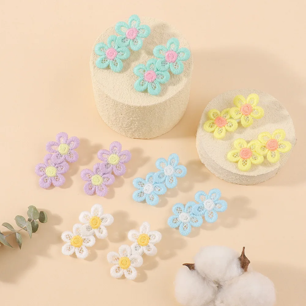 Pastellfarbene Hohle Gehäkelte Blumen-Haarspangen 14 Stück Kinder Mädchen Süße Gänseblümchen-Spitzen-Seitenponytail-Deko-Haarspangen