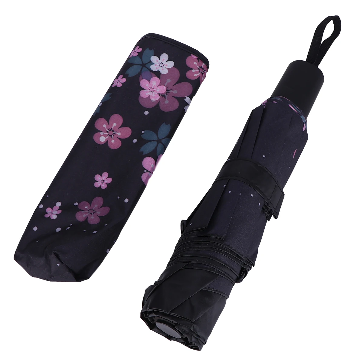 

SAFIGLE Outdoor Folding Umbrella UV Rain Sun Mini Parasol for Travel Garden Use Vinyl Carry Case Included