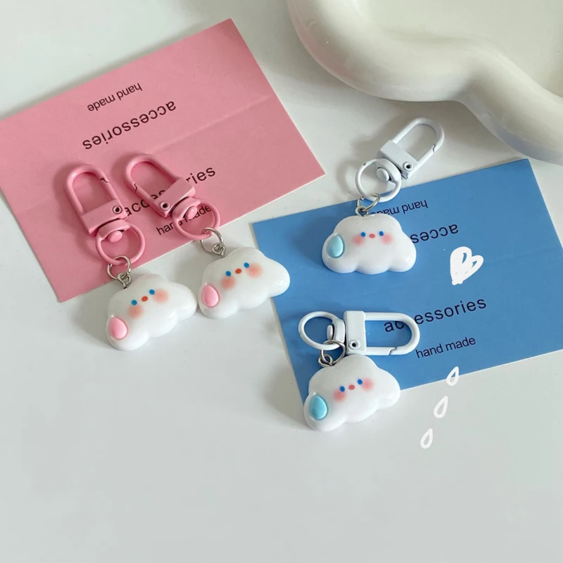 Cute Cloud Keychain Creative Cartoon Kawaii Earphone Case Bag Charms Pendant Keyring Car Key Accessories For Girl Couple Gift