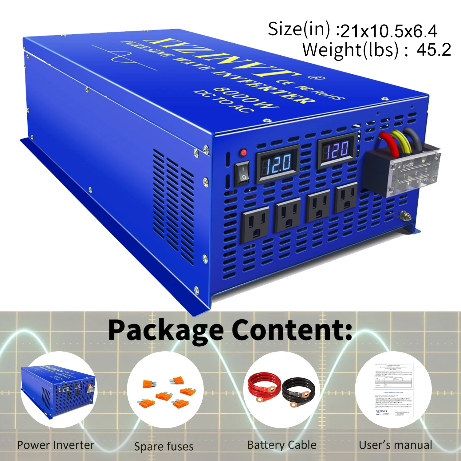 Well Selling 8000W Pure Sine Wave Inverter 12V 24V 36V 48V DC TO AC 220V Off-grid Solar Inverter With Wired Remote Control