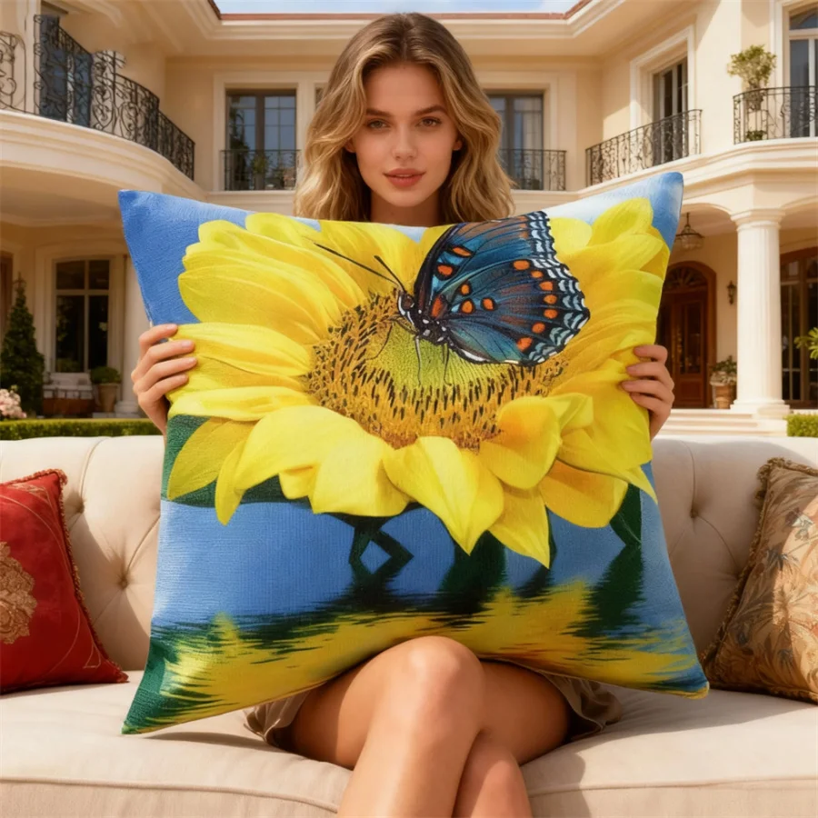 sunflower 2026 New style printed Canvas DIY cross stitch pillow cushion kits sets arts adult Craft Embroidery Needlework Sewing
