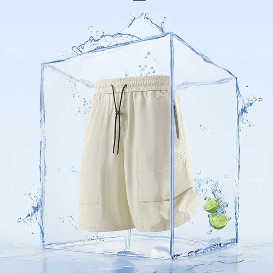 9XL Plus Size Summer Running Shorts Men Cool Shorts Summer Breathable Short Pants Male Fashion Casual Elastic Waist Shorts Black