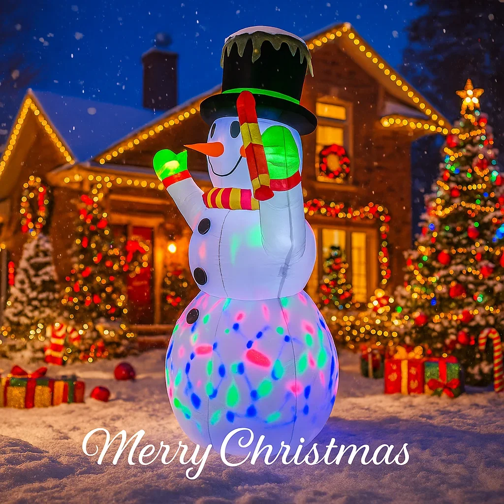 2,1 м/7 футов рождественские украшения в виде снеговика, домашняя надувная игрушка со светодиодной подсветкой, рождественские украшения для двора, товары для декора, уличный декор для газона