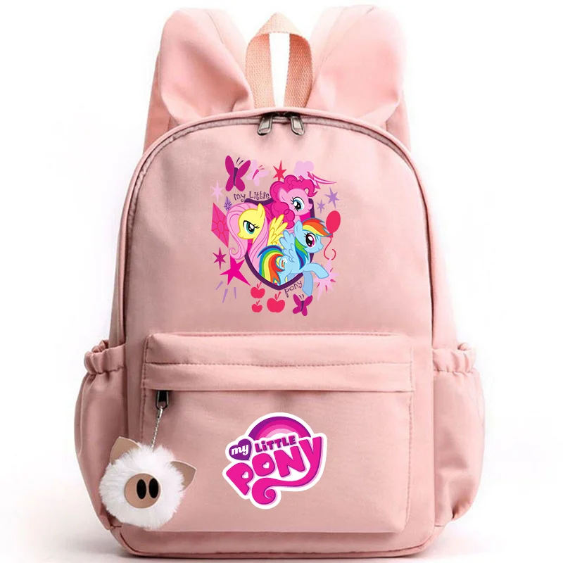 My Little Pony Backpack for Girls Boys Teenager Children Rucksack Casual School Bags Travel Rabbit Ears Backpacks Mochila