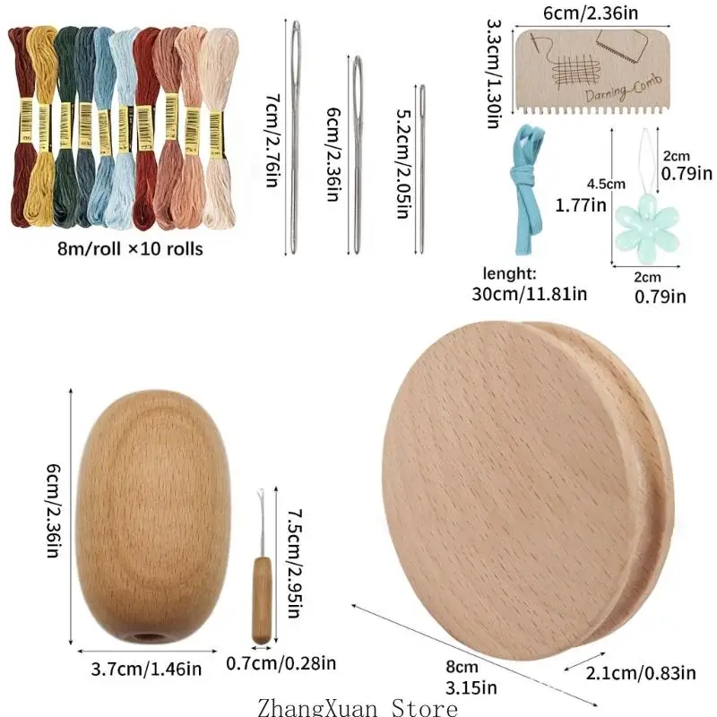 Ergonomisches Stopfhaken- und Brettset für die komfortable Reparatur von Stofflöchern 3XUF – Detail 6