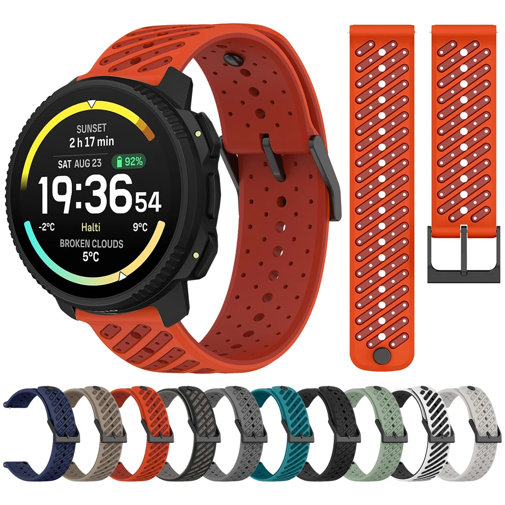 22mm Wristband For Suunto Vertical 2/RACE 2 S/Run/OceanTwo-Tone Silicone Strap For Suunto 5 9 Peak Pro Replacement Band Bracelet