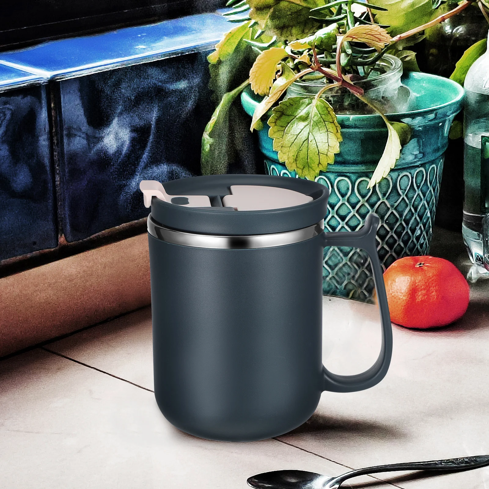 

1Set Insulated Coffee Mug Vacuum Tumbler Spillproof Multipurpose Lid Large Capacity Thermal Cup Portable for Tea Coffee Hot Cold