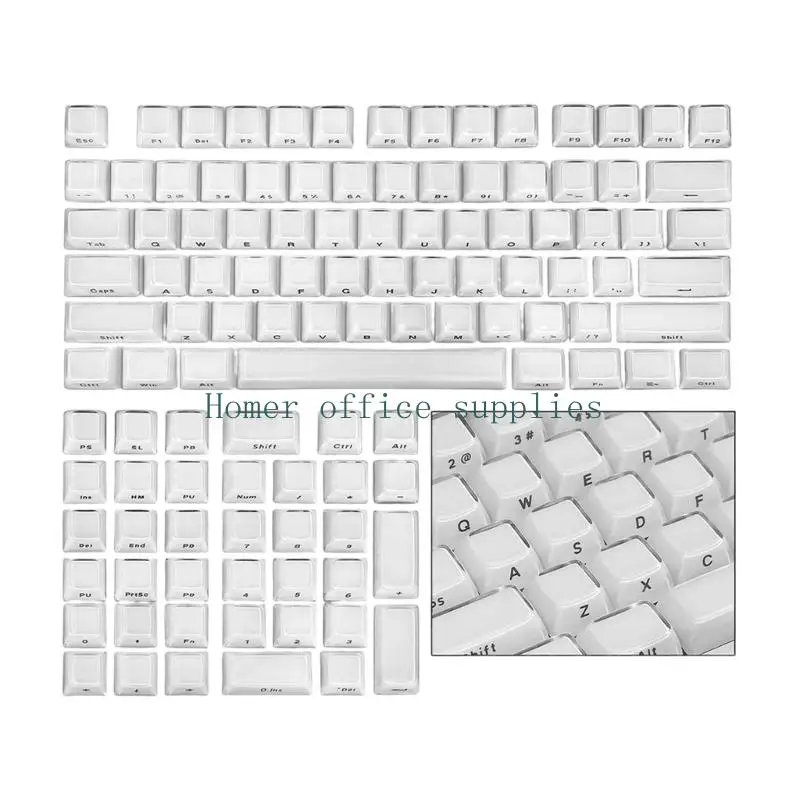 K43B OEM Profile PC Keycap Kit with Side Print, 113 Keycaps for Mechanical Keyboard Lighting, Daily Typing, and Layout Coverage