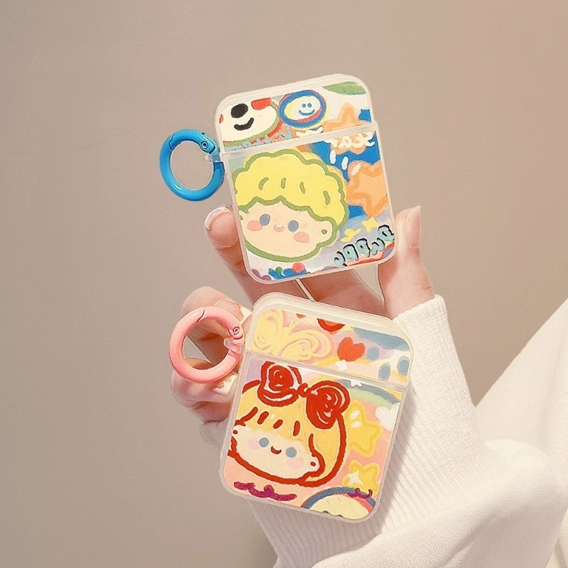 

Cute Cartoon Couple Case For Apple AirPods 4 1 2 3 Case For AirPods Pro 2 Cover with Hook Headphone Earphone Box Accessories