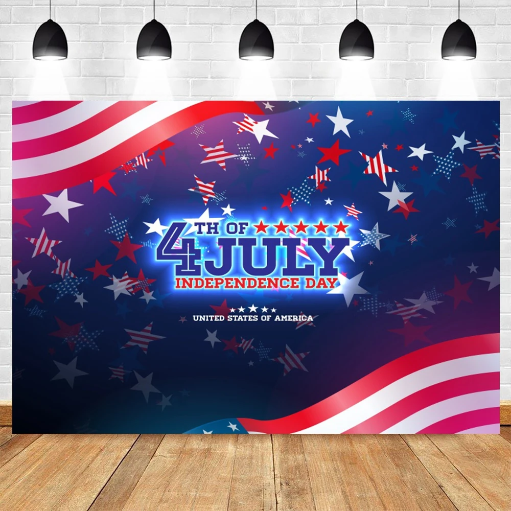 Happy July 4th Backdrop Independence Day Party Person Portrait Photography Background Decor Banner Photo Studio Props Photozone