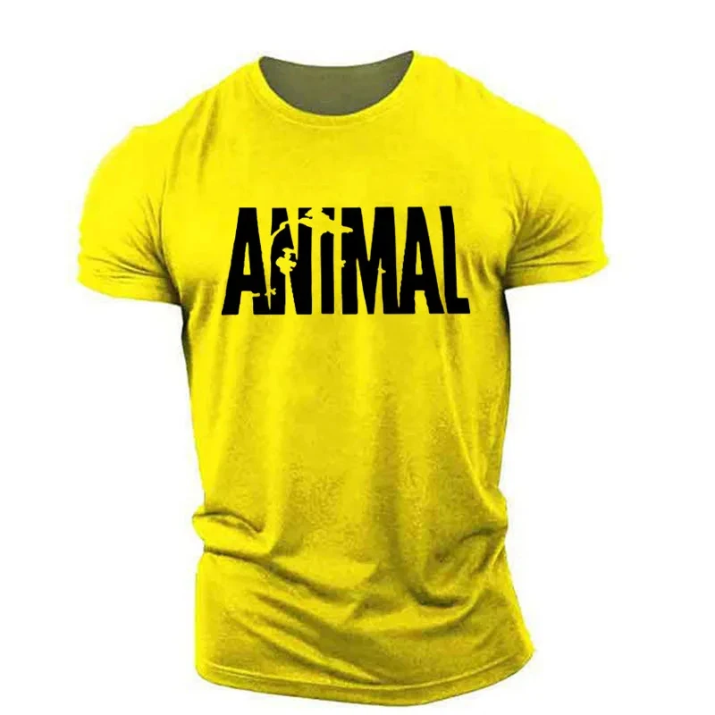 

ANIMAL Printed Short-sleeved T-shirt Summer Quick-drying Fitness Sports T Shirt Clothing Breathable Fitness Muscle Short Sleeve