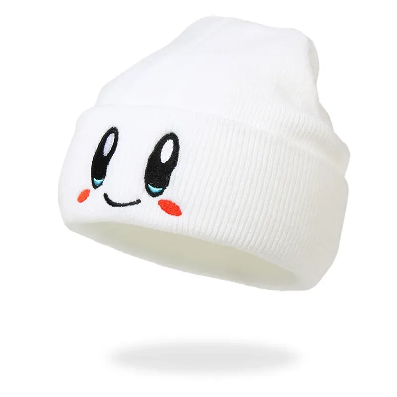 Anime Kirby student autumn and winter wool hat cartoon cute smiley eye pattern embroidery knitted warm hat childrens hip-hop hat