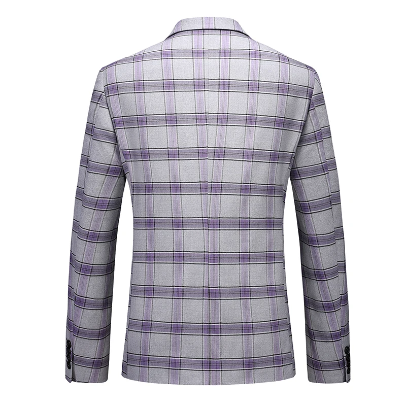 Gray Purple Men\'s Striped Suit Jacket, Fashion Slim Men Plaid Dress Coat, Asian Size Red Blazers, M-6XL, Terno Masculino