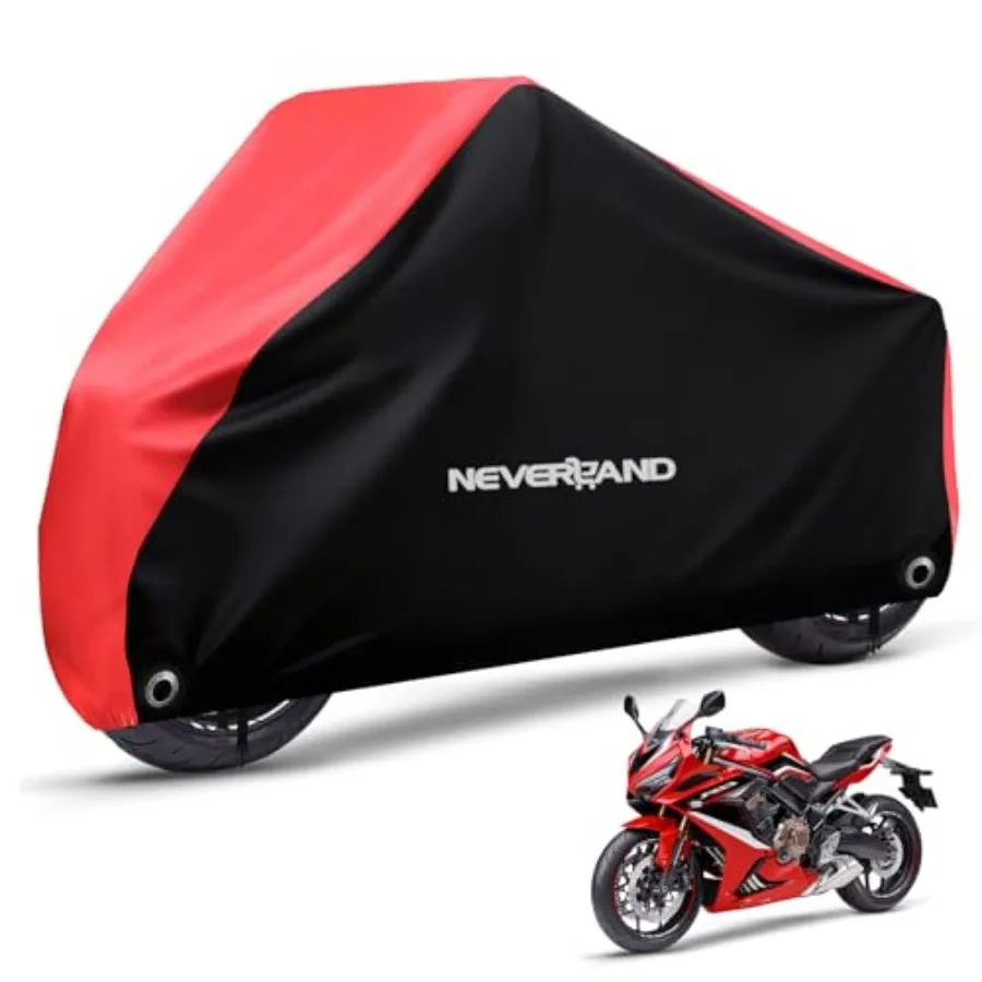 

Motorcycle Cover Waterproof Outdoor - All Season Scooter Covers Heavy Duty with 2 Lock-Holes, Bandage and Storage Bag Fits Most