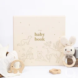 ERATOPIC First 5 Years 86-pages Line Fabric Golden Animal Baby First Year Keepsake Memory Book For New Parents Gift