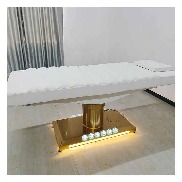 

High Quality Electric Facial Bed Professional Luxury Gold 3 Motors Spa Salon Bed Cosmetic Massage Table Beauty Bed