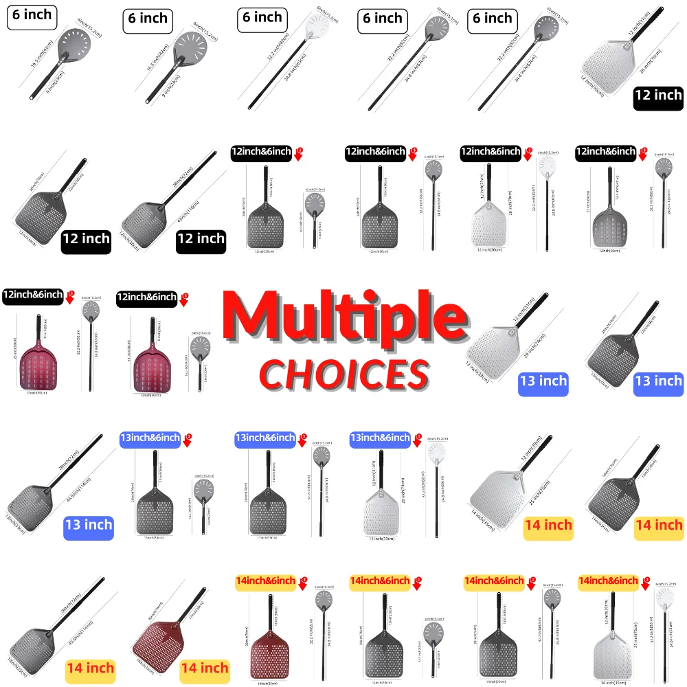 6&12 13 14  Inch Aluminum Pizza Peel Bread Paddle Pizza Oven Turning Peel Hard  Anodized Pizza  Baking Kitchen Tool Spatula
