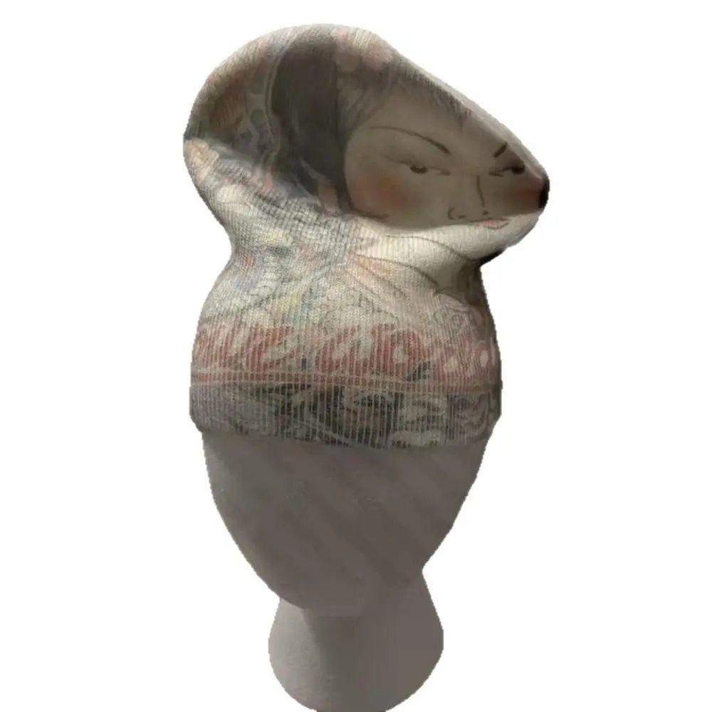 Breathable Printed Beanie Hat Elastic Kpop Harajuku Fashion Graphic Knit Beanie Hip Hop Warm Knit Pull-on Beanie Cap