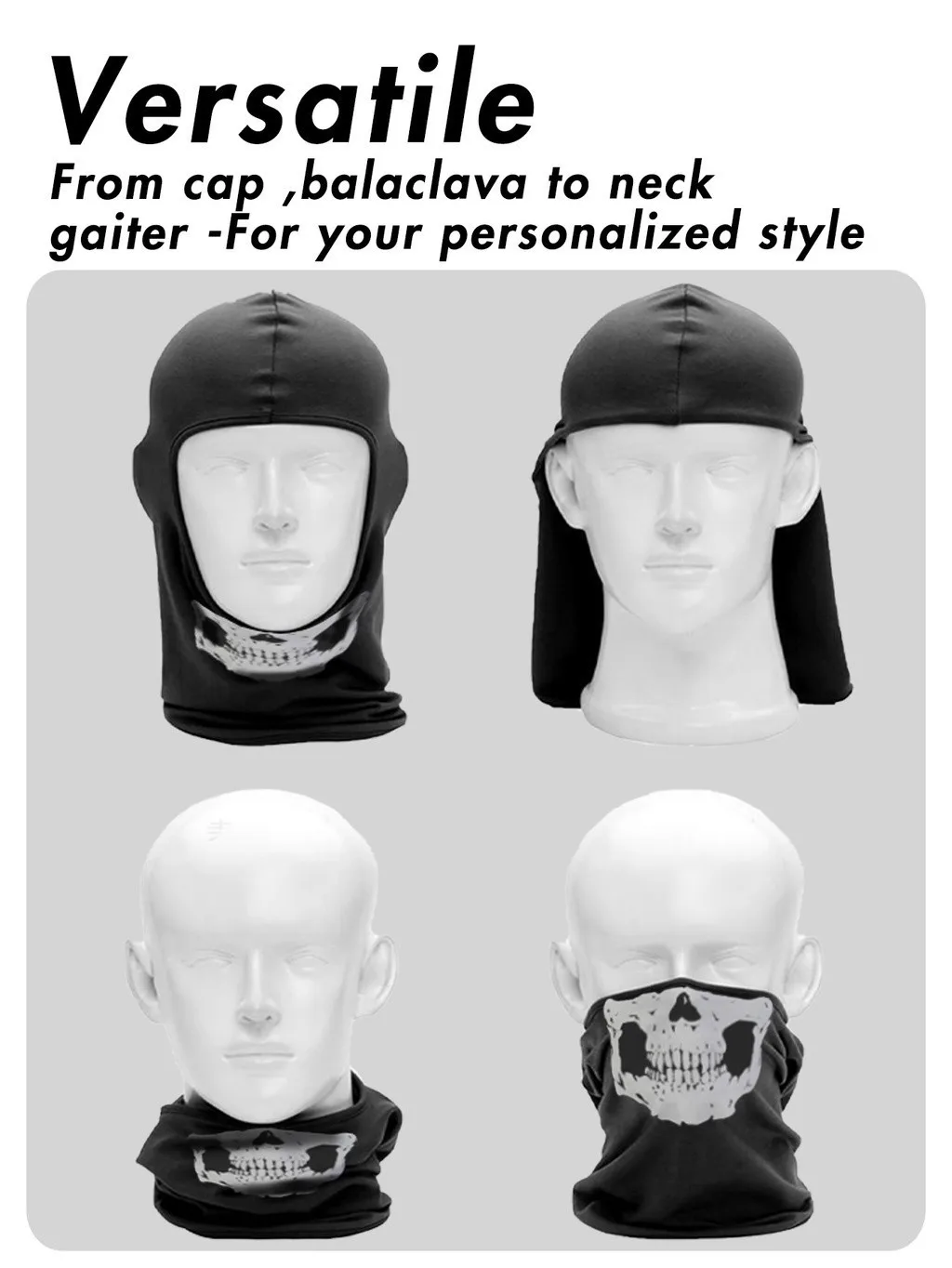 COD Geistermaske Atmungsaktive Mesh-Fahrermaske Dehnbare Vollgesichts-Balaclava mit Totenkopf-Print in Schwarz – Detail 5