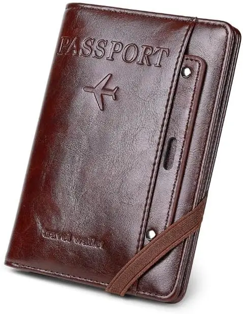 

RFID-кошелек для паспорта, противоугонный дорожный чехол кофейного цвета для безопасного хранения необходимых вещей