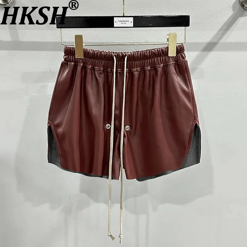 

Женские шикарные шорты HKSH с эластичной резинкой на талии, из искусственной кожи, универсальные, в стиле стритвир, панк, сексуальные, модные, короткие брюки, новинка лета HK15176