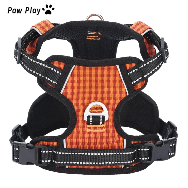 

Paw Play Dog Harness Adjustable Pet Harness Vest For Small to medium Dogs Cats Reflective Mesh Dog Chest Strap French Bulldog