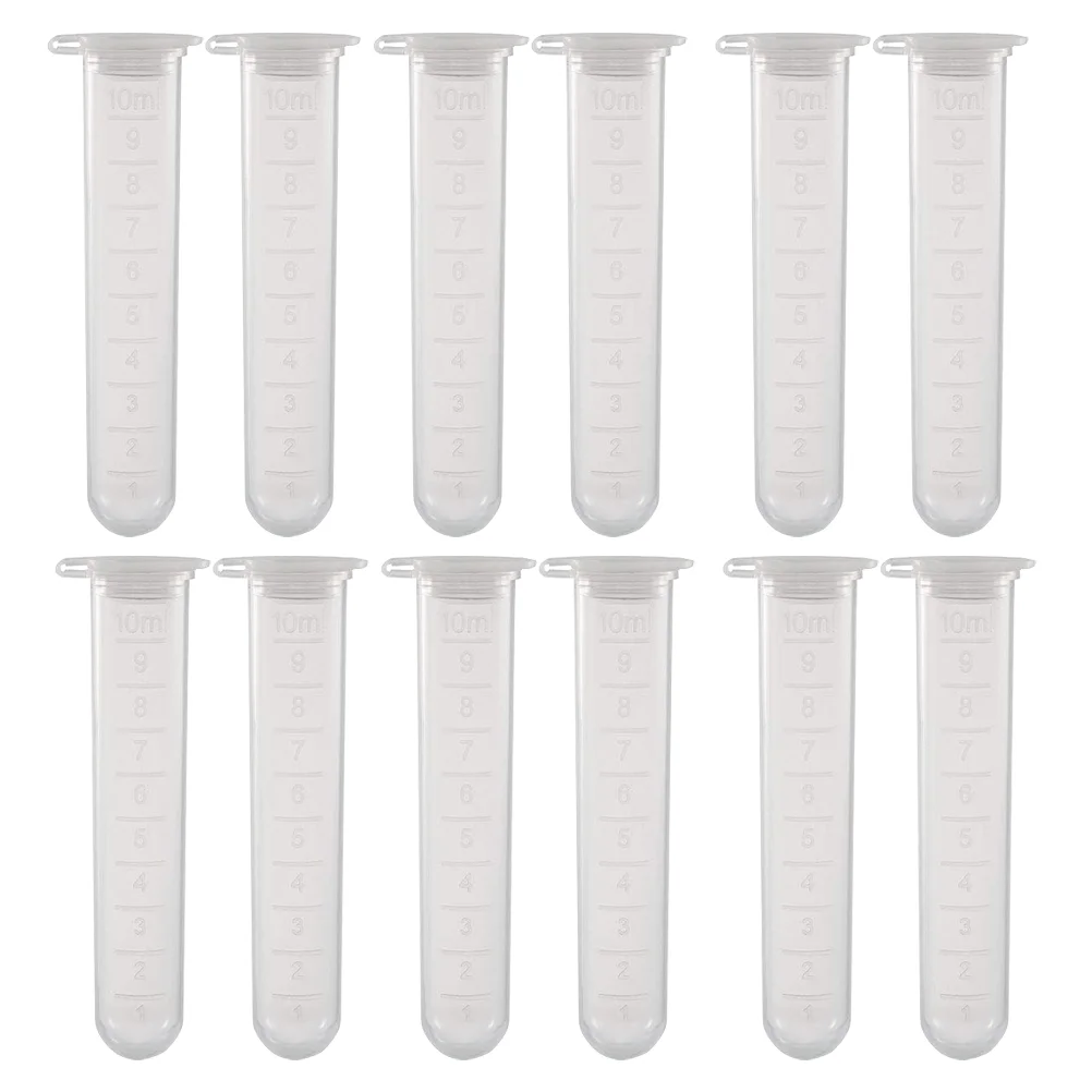 200 Pcs Tube Bottle with Lid Centrifuge Test Tubes Laboratory Sample 10ml