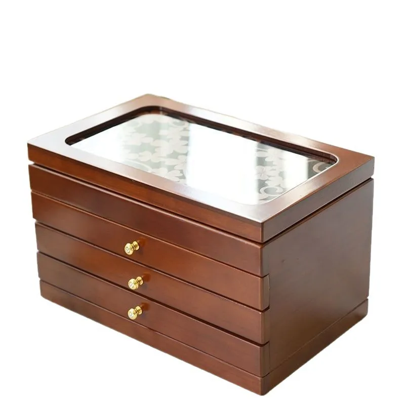 

Jewelry Box Wooden y Storage Packing Multi-layer Vanity Solid Wood