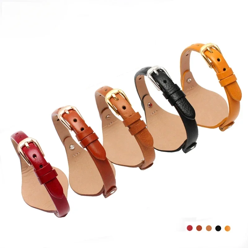 ل الأحفوري ES4176 ES4119 4026 3262 3077 4340 حزام (استيك) ساعة مع حصيرة جلد طبيعي حزام ساعة اليد النساء سوار صغير 8 مللي متر