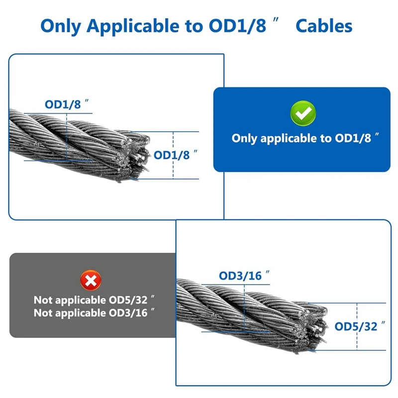 Stainless Steel Protective Sleeve Cable Railing Hardware Assembly Hardware 1/8Inch Wire Rope Cable Stake T316 Easy To Use