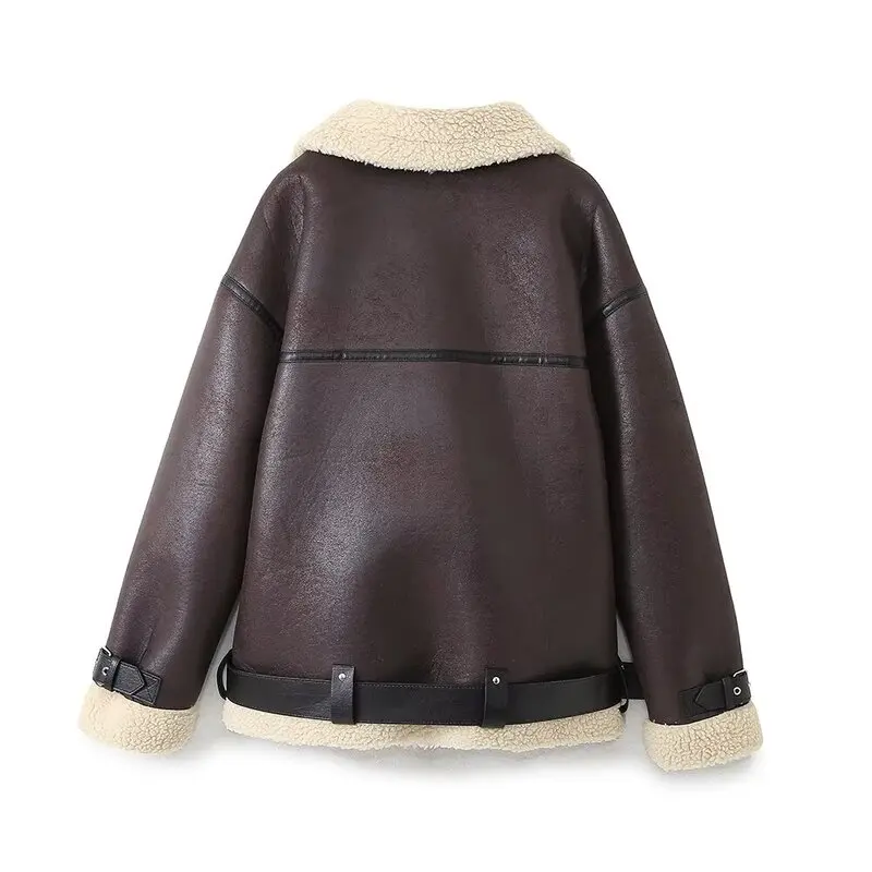

Double-Sided Collar Long Sve Long Jaet Women's Faion Versatile Autumn Winter New Arrival Outerwear 8073263