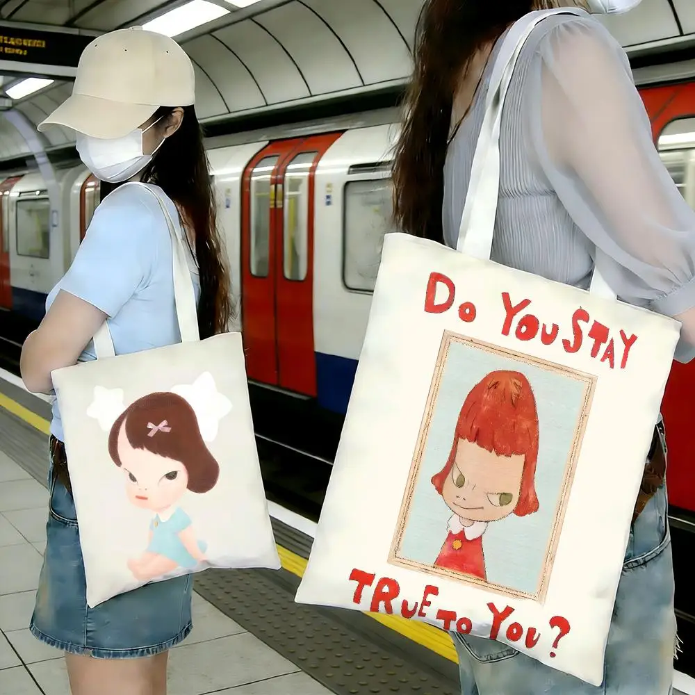 Artist Art Yoshitomo Nara Storage Bags Shopping Bags Series Print Bags Lightweight Shoulder Bag For Daily Use