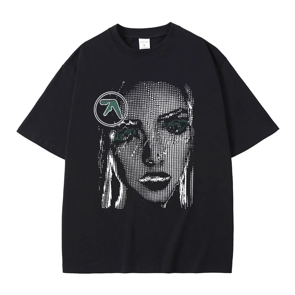 Aphex Twin Graphic T-shirt Men Women Korean Fashion Trend Short Sleeve T Shirt Men's Casual Vintage Cotton T-shirts Streetwear
