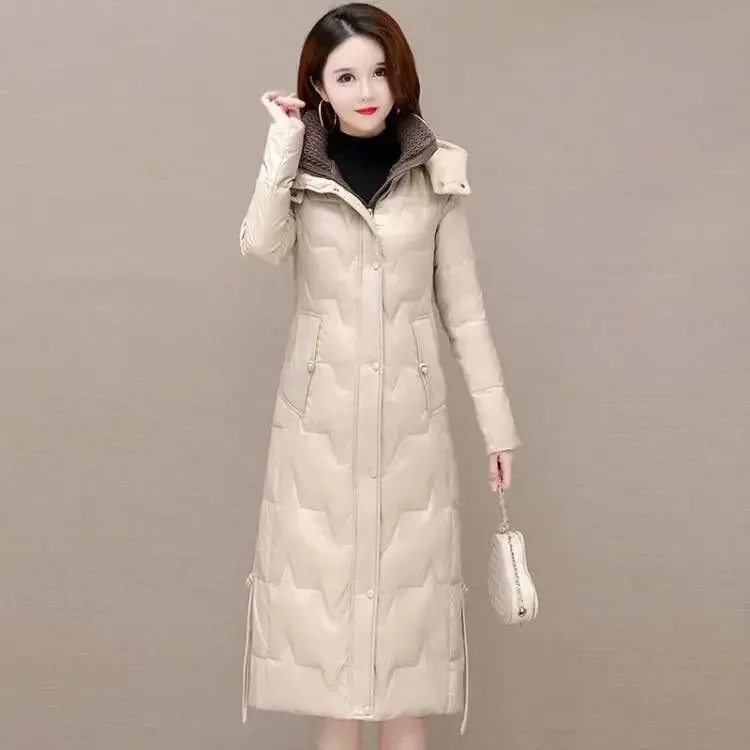 Mid-length Cotton-padded Jacket Winter Women's Clothing Slim Hooded Parkas Warm Thicken Coat Zipper Windproof Outerwear