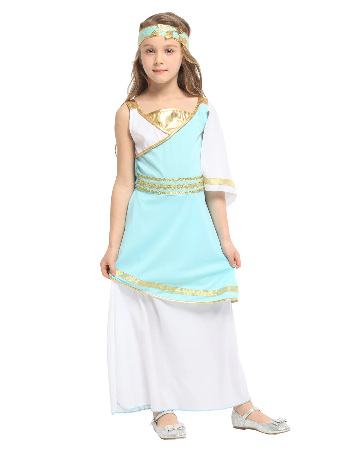 Kids Child Ancient Greek Goddess Costume Athena Cosplay Girls Roman Grecian Toga Dress Purim Halloween Party Cosplay Dress