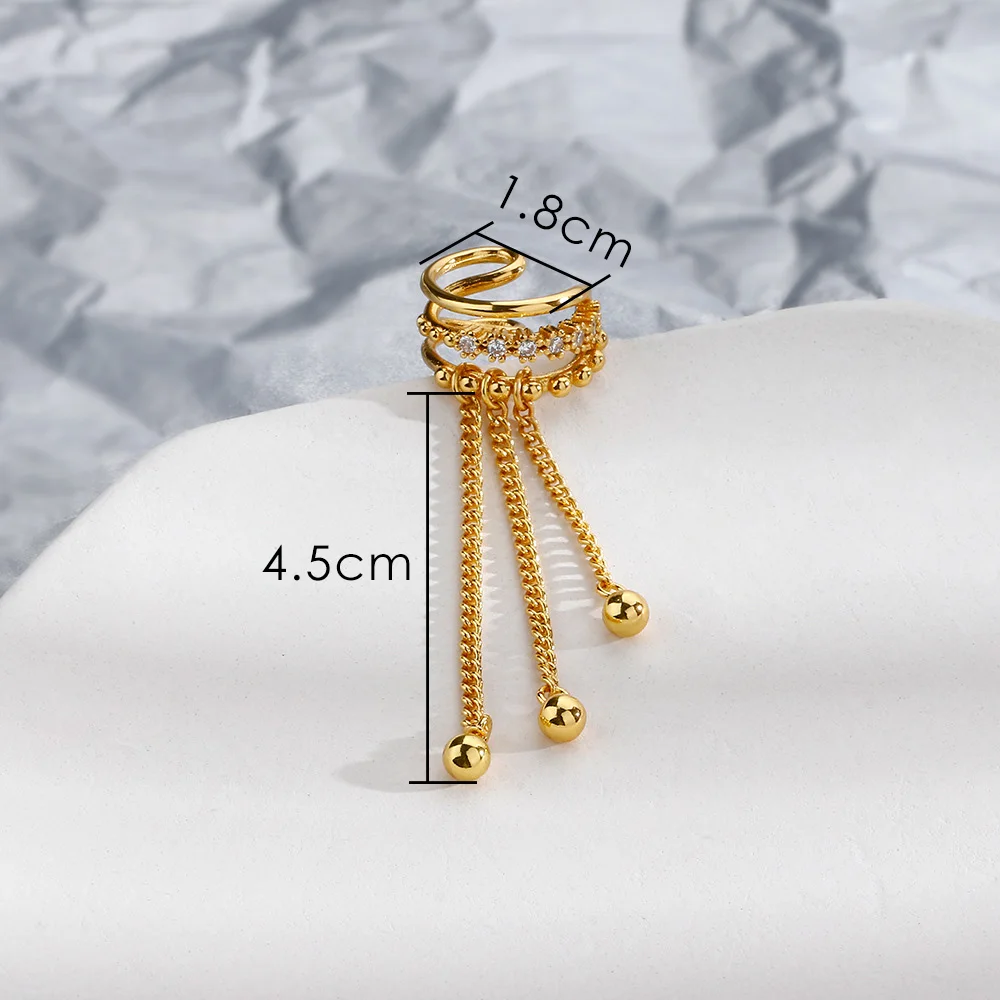 Long Tassel Chain Y2k Ear Clip Without Hole Earring for Women 1PC Cartilage Orbital Kpop Ear Cuff No Piercing Earing INS Jewelry