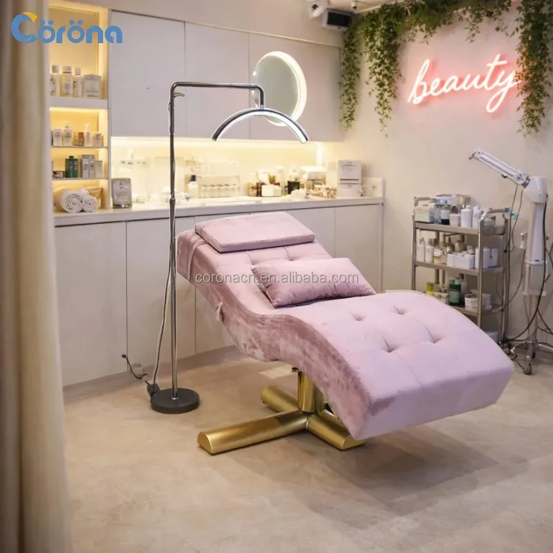 Custom Color Reclining Pink Luxury Eyelash Extension Curved Lash Bed for Salon