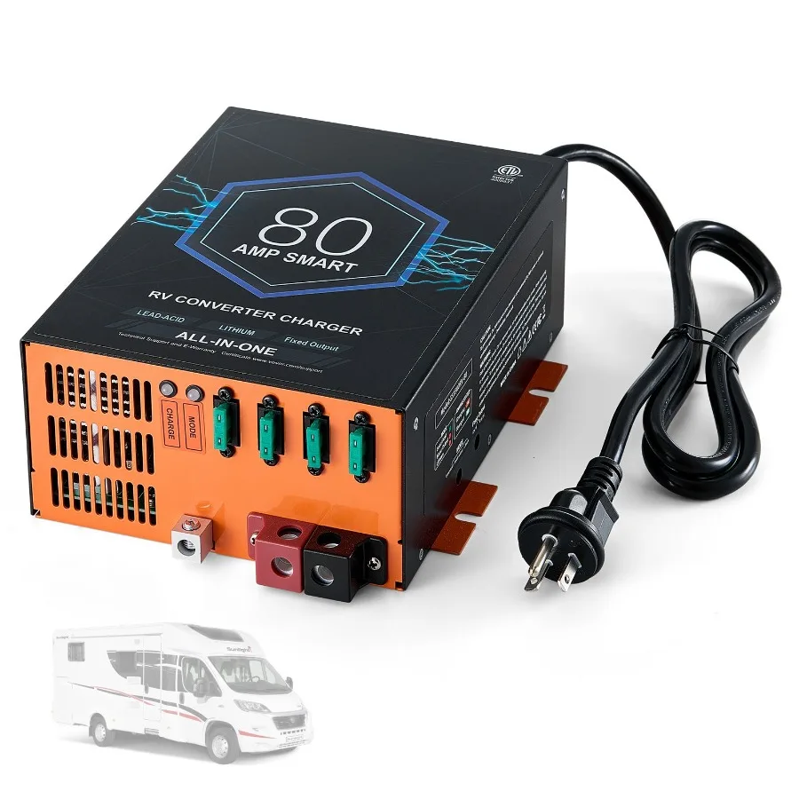 

RV Converter 80 Amp 110V AC to 12V DC Power Converter with 4 Stage Smart Charging Adjustable 13V to 16.5V Lithium Lead Acid Bat
